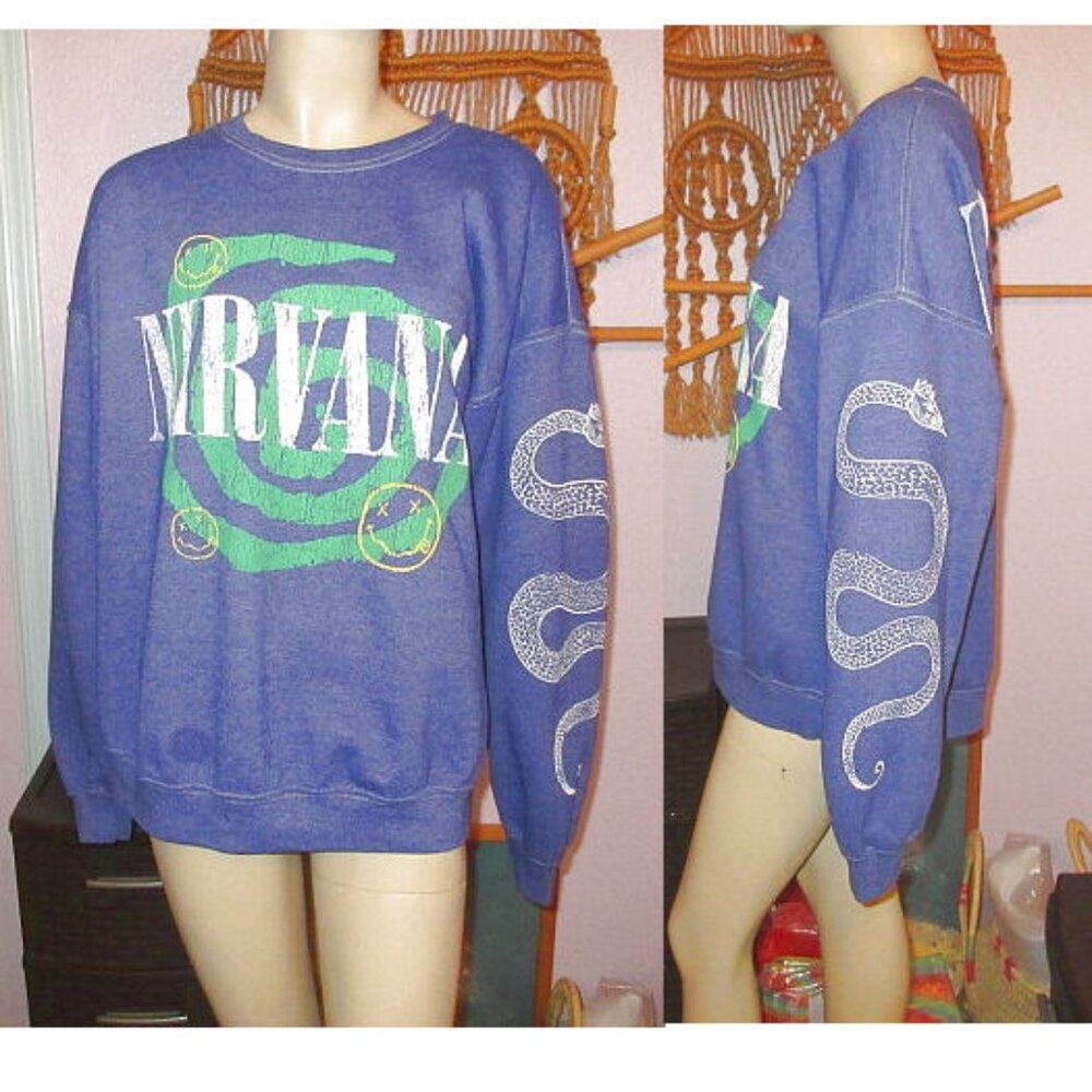 Nirvana Coiled Snake Swirl Pullover Sweatshirt Si… - image 3